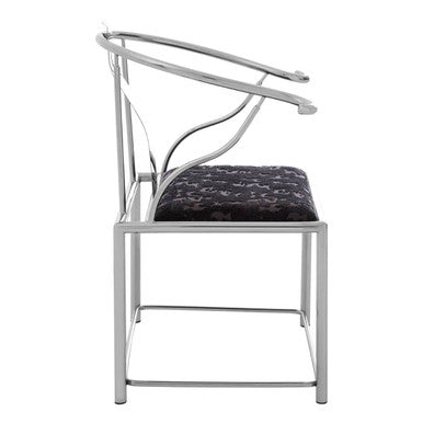 Black Velvet and Steel Chair | Yasmin