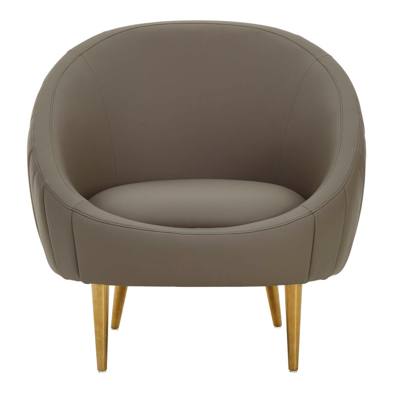 Brown Leather Effect Curved Cocoon Chair | Lagero