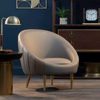 Brown Leather Effect Curved Cocoon Chair | Lagero