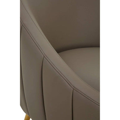 Brown Leather Effect Curved Cocoon Chair | Lagero