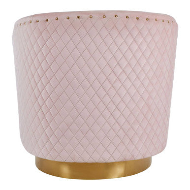 Pink Velvet Swivel Chair with Gold Base | Plazoni