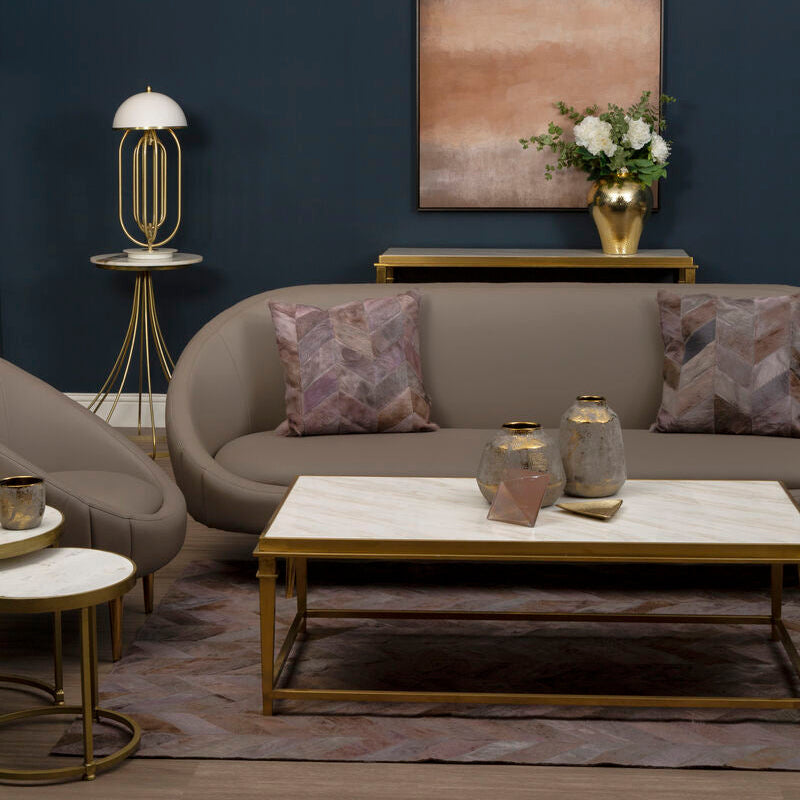 Brown Leather Effect Sofa | Lagero