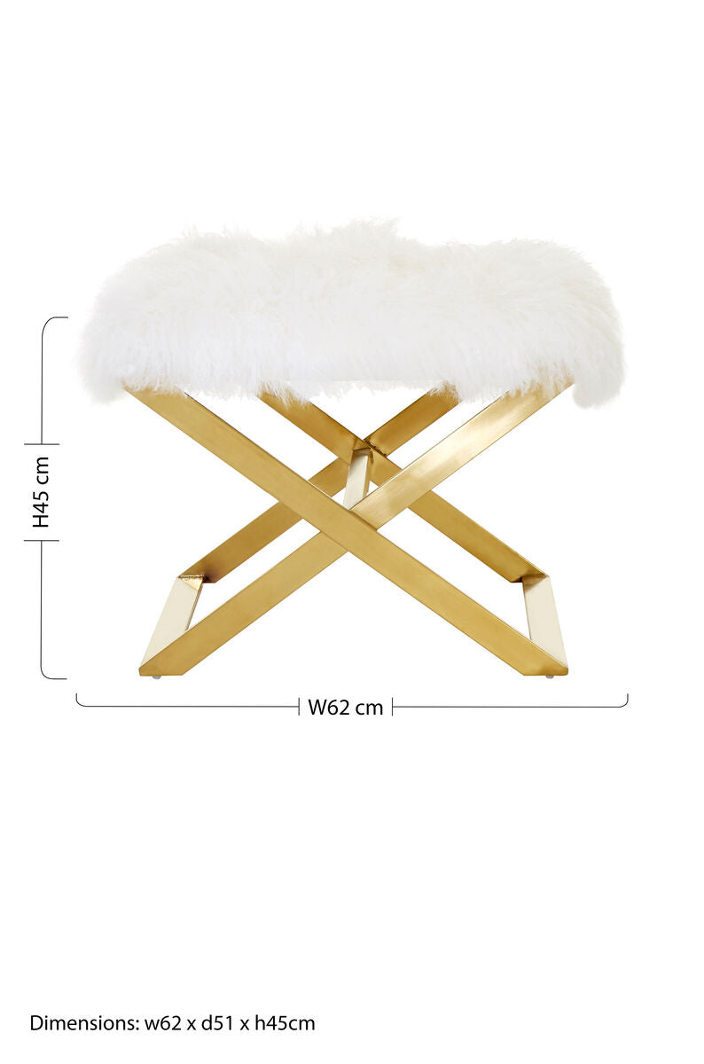 White Sheepskin Stool | Anafi