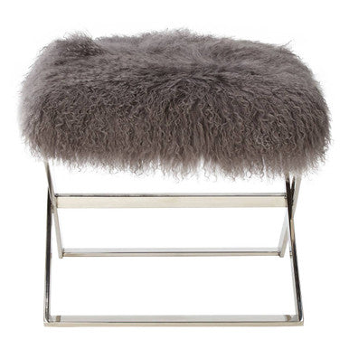 Anafi Grey Sheepskin Stool.