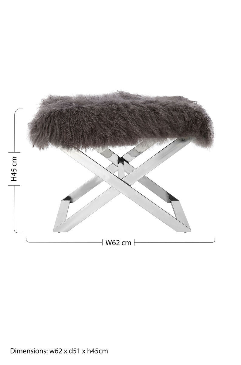 Anafi Grey Sheepskin Stool.