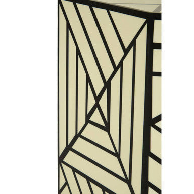 Ivory and Black Resin Geometric Stool and Table | Hassa