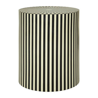 Ivory and Black Resin Table and Stool | Hassa