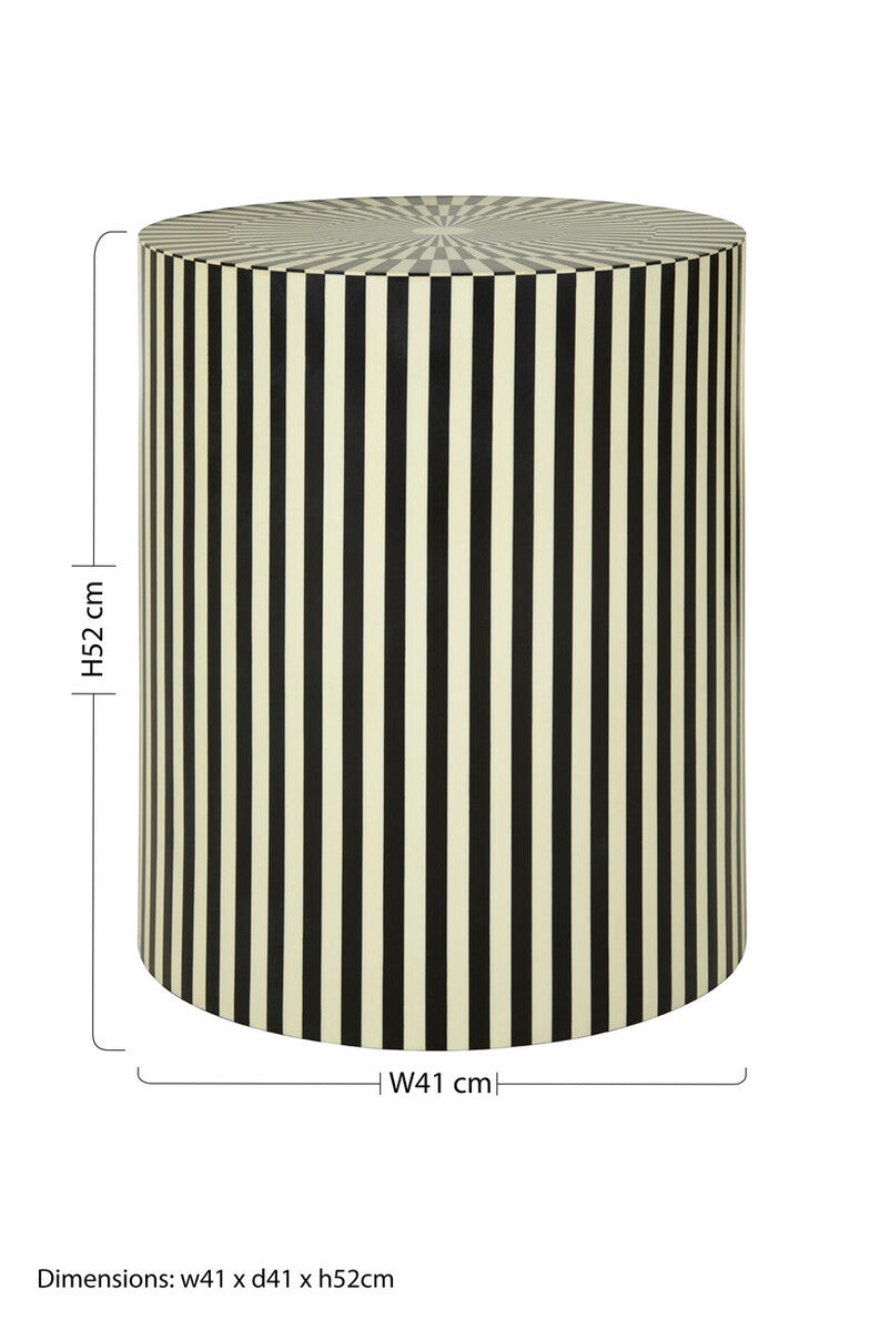 Ivory and Black Resin Table and Stool | Hassa