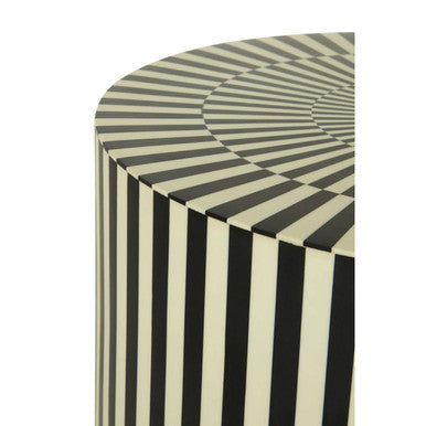 Ivory and Black Resin Table and Stool | Hassa