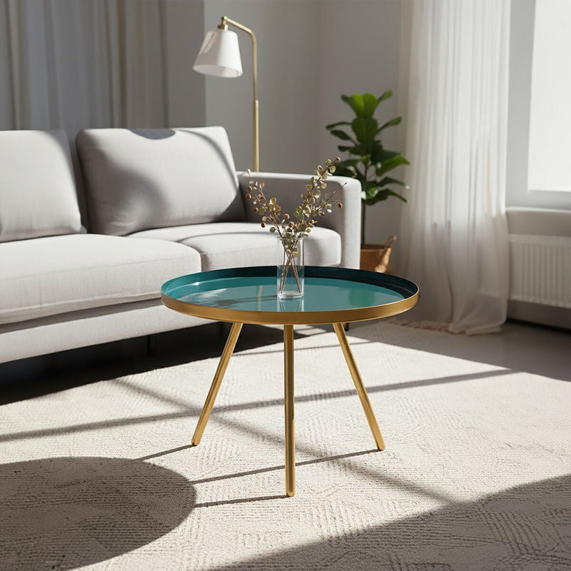Green and Gold Large Coffee Table with Diesel Green Enamel Top | Enox