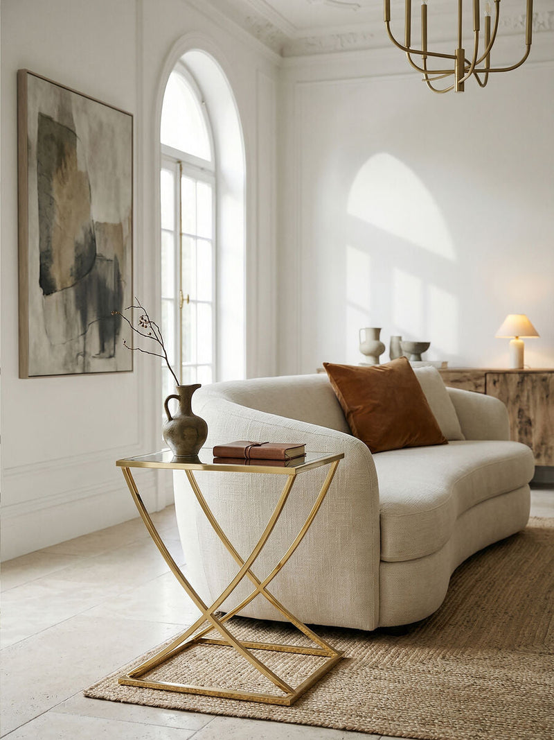 Gold Square Side Table with Stainless Steel Frame | Reena