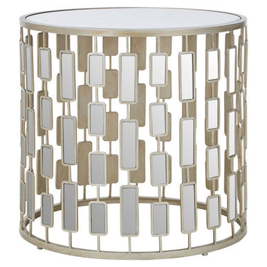 Silver Small Side Table with Mirrored Top | Raina