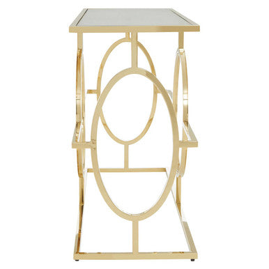 Gold Console Table with Tempered Glass Top | Roena