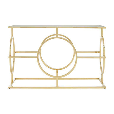 Gold Console Table with Tempered Glass Top | Roena