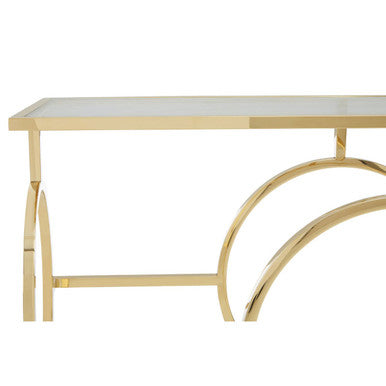 Gold Console Table with Tempered Glass Top | Roena