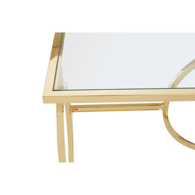 Gold Console Table with Tempered Glass Top | Roena