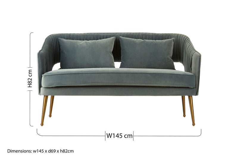 2 Seater Dusky Blue Velvet Sofa | Hendricks