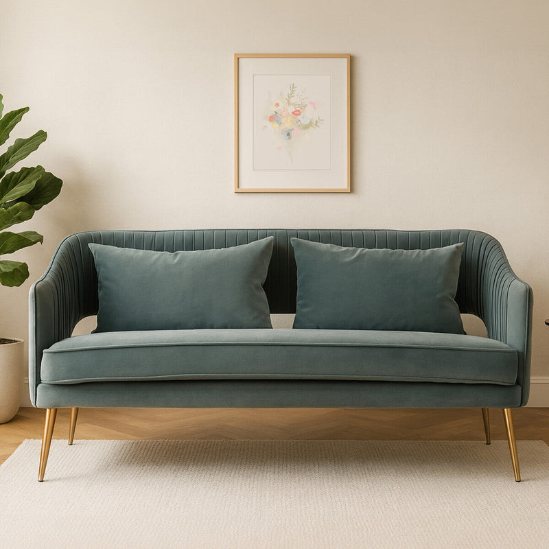 2 Seater Dusky Blue Velvet Sofa | Hendricks