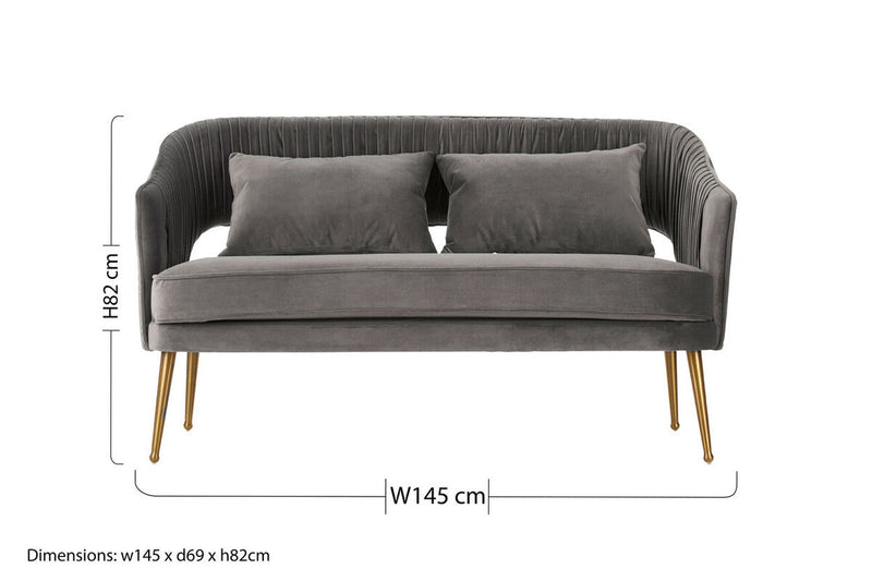 2 Seater Grey Velvet Sofa | Hendricks