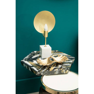 Assorted Horn Effect Hexagonal Top Side Table with Gold Pedestal and Black Base | Odell