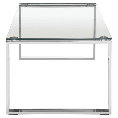 Silver Stainless Steel Coffee Table with Black Tempered Glass | Allure