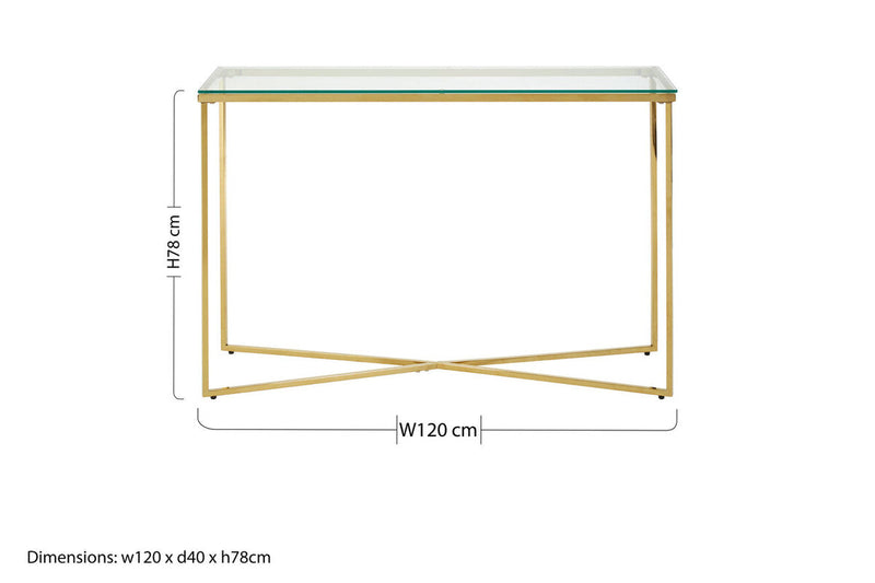 Cross Design Console Table with Clear Tempered Glass Top | Allure