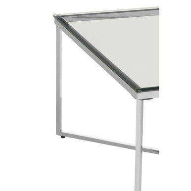 Silver Cross Base Coffee Table with Clear Tempered Glass Top | Allure