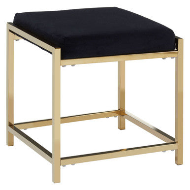 Black Velvet And Gold Finish Stool | Allure