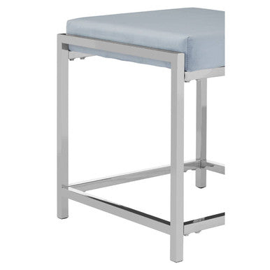 Powder Blue Velvet And Silver Stool | Allure