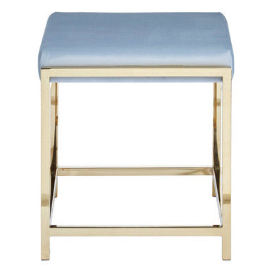 Powder Blue Velvet And Gold Stool | Allure
