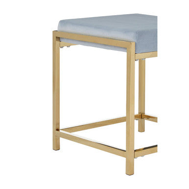 Powder Blue Velvet And Gold Stool | Allure
