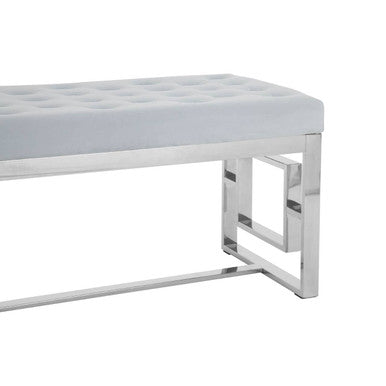 Powder Blue Velvet And Silver Bench | Allure