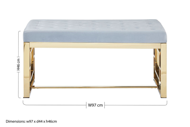 Powder Grey Tufted Bench | Allure