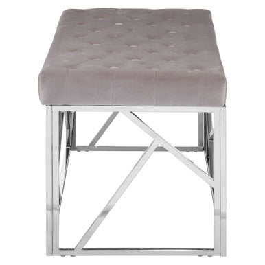 Mink Velvet Bench with  Silver Finish Frame | Allure