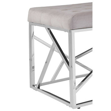 Mink Velvet Bench with  Silver Finish Frame | Allure