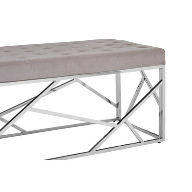 Mink Velvet Bench with  Silver Finish Frame | Allure