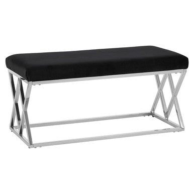 Black Velvet  Bench with Silver legs | Allure