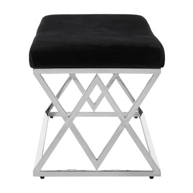 Black Velvet  Bench with Silver legs | Allure