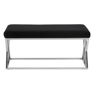 Black Velvet  Bench with Silver legs | Allure