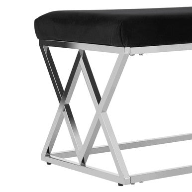Black Velvet  Bench with Silver legs | Allure
