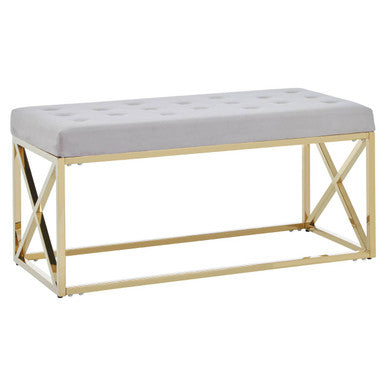 Mink Velvet Gold Finish Bench | Allure