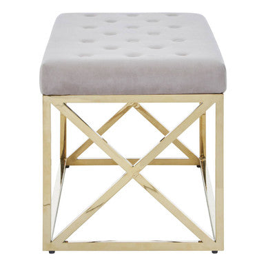 Mink Velvet Gold Finish Bench | Allure