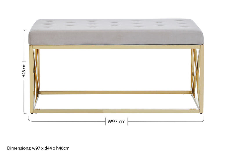 Mink Velvet Gold Finish Bench | Allure