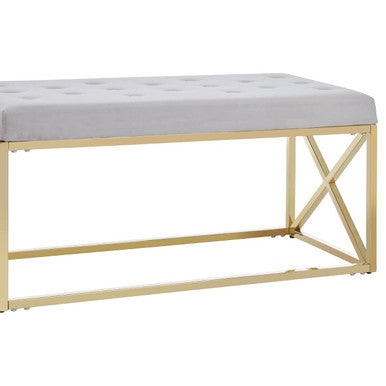 Mink Velvet Gold Finish Bench | Allure