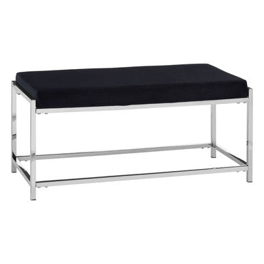 Black Seat And Silver Metal Frame Bench | Allure