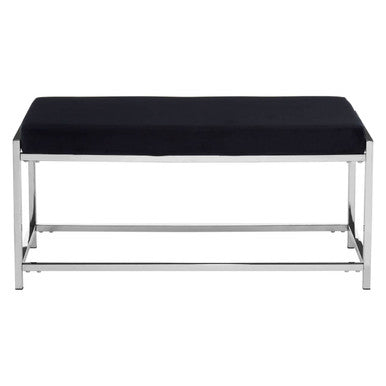 Black Seat And Silver Metal Frame Bench | Allure