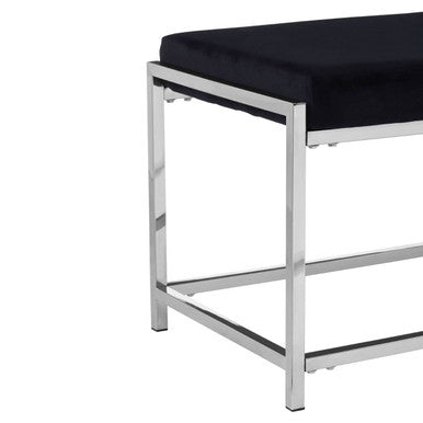 Black Seat And Silver Metal Frame Bench | Allure