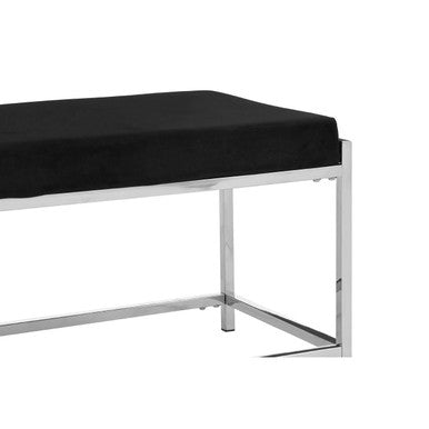 Black Seat And Silver Metal Frame Bench | Allure