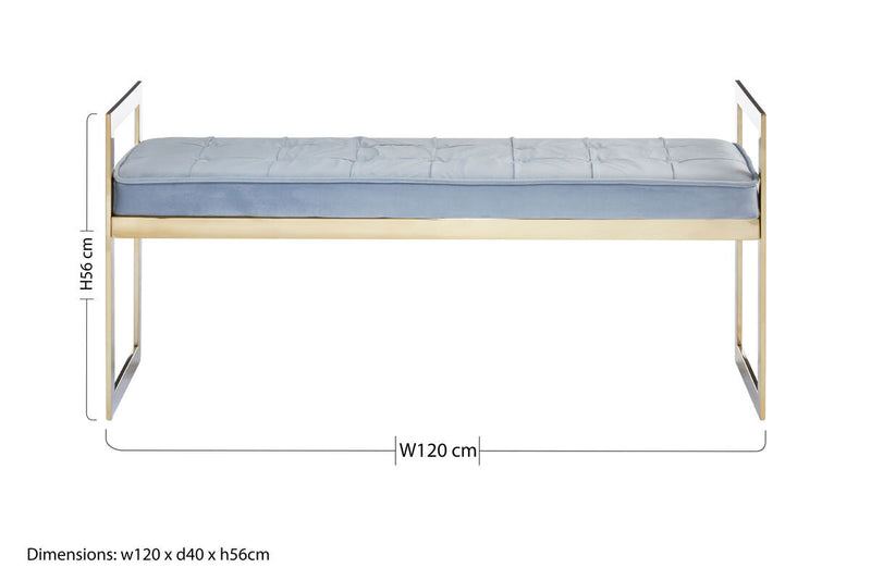 Powder Blue And Gold Tufted Bench | Allure