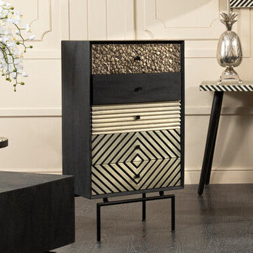 Patterned Tall Chest of 5 Drawers | Boho